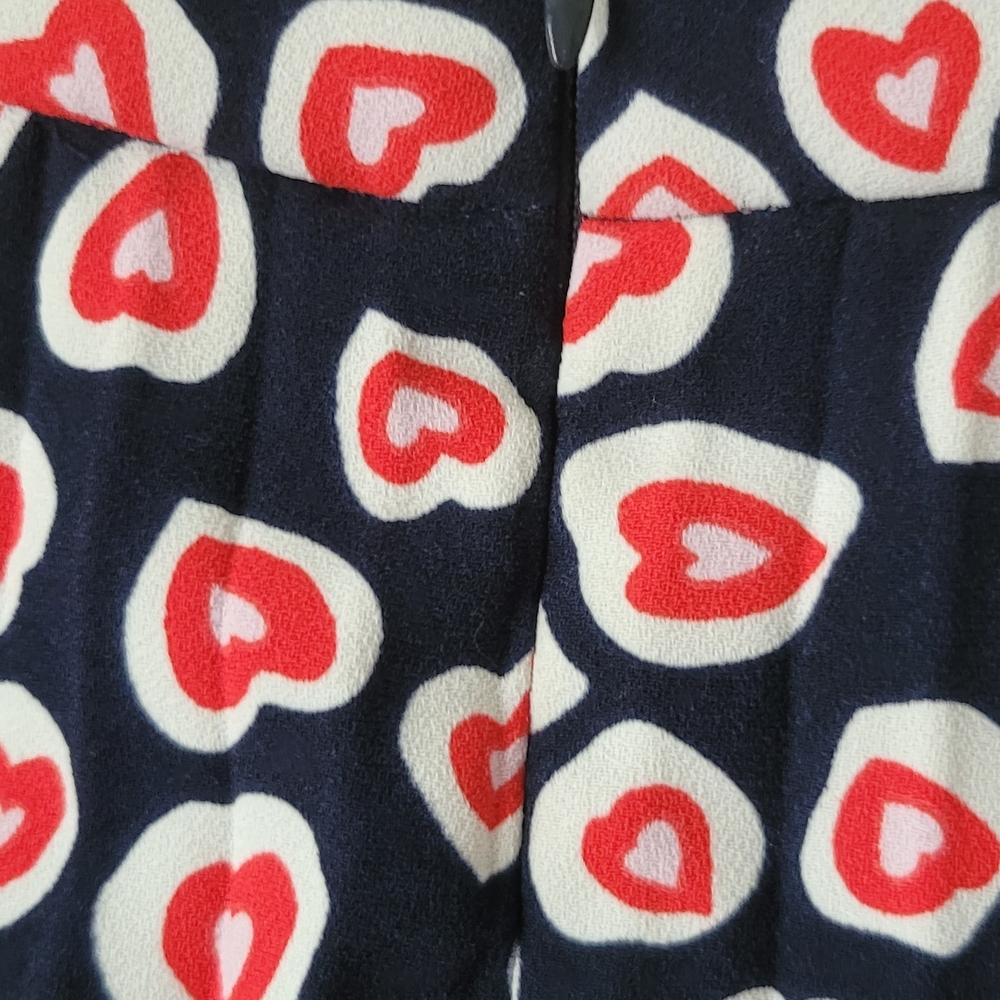 J. Crew Blue & Red Heart Print Pleated A-Line Midi Skirt - Picture 6 of 9